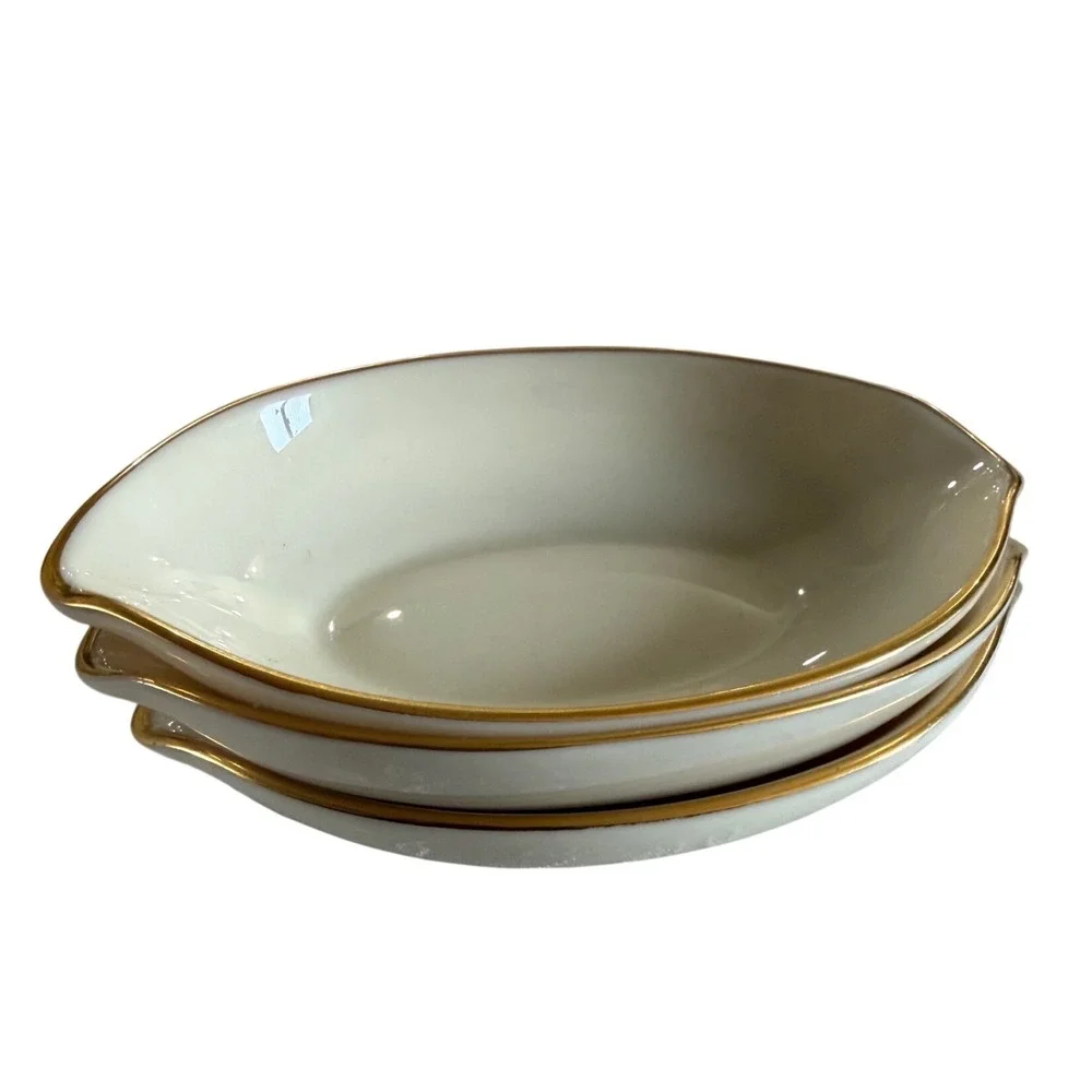 Lenox Ivory Gold Trim Oval Ashtray Nut Bowls Set of 3 Condiment Dishes USA